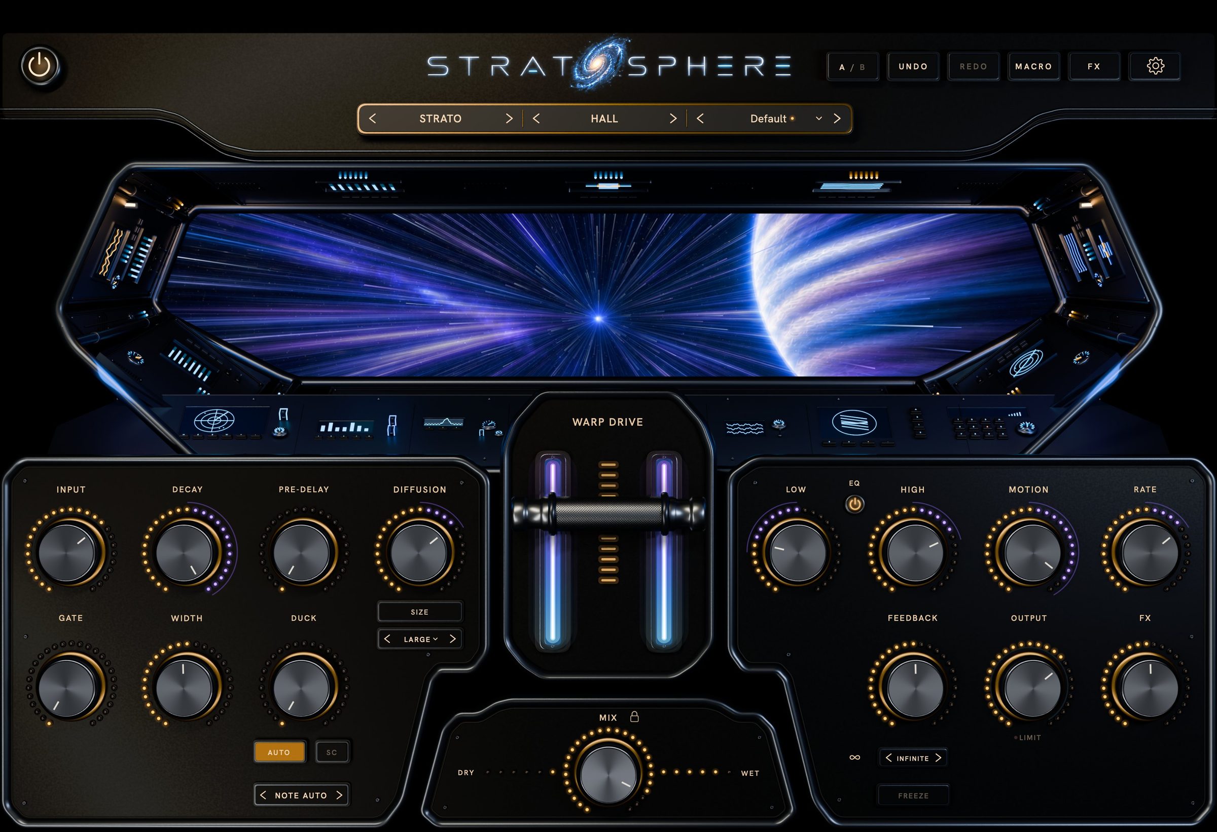 Stratosphere with Warp Drive engaged: the throttle pushed up and hyperspace streaks in the cockpit window